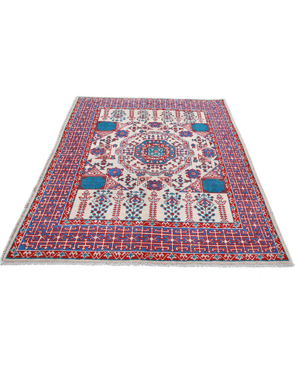 Revival 5' 1" X 6' 7" Hand Knotted Wool Rug 5' 1" X 6' 7" (155 X 201) / Ivory / Wool