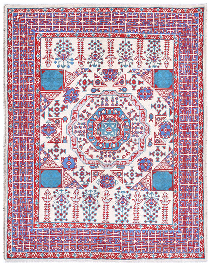 Revival 5' 1" X 6' 7" Hand Knotted Wool Rug 5' 1" X 6' 7" (155 X 201) / Ivory / Wool