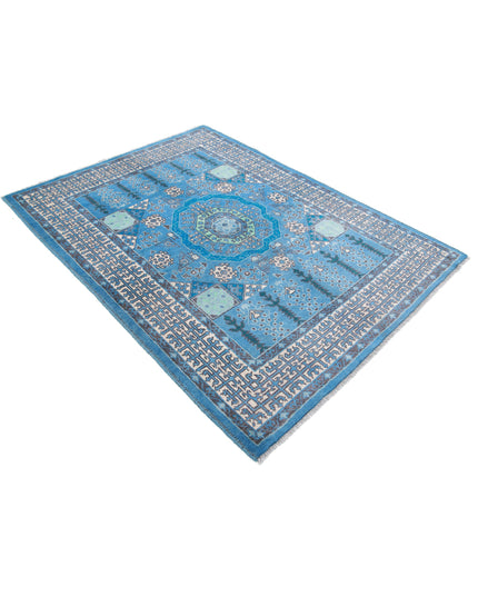 Revival 4' 11" X 6' 7" Hand Knotted Wool Rug 4' 11" X 6' 7" (150 X 201) / Blue / Wool