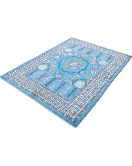 Revival 4' 11" X 6' 7" Hand Knotted Wool Rug 4' 11" X 6' 7" (150 X 201) / Blue / Wool