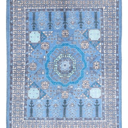 Revival 4' 11" X 6' 7" Hand Knotted Wool Rug 4' 11" X 6' 7" (150 X 201) / Blue / Wool