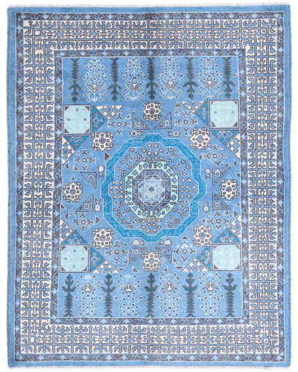 Revival 4' 11" X 6' 7" Hand Knotted Wool Rug 4' 11" X 6' 7" (150 X 201) / Blue / Wool
