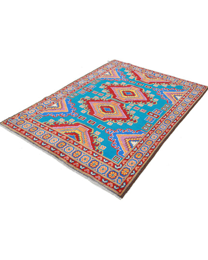 Revival 4' 9" X 6' 8" Hand Knotted Wool Rug 4' 9" X 6' 8" (145 X 203) / Teal / Wool