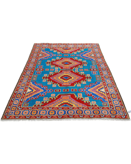 Revival 4' 9" X 6' 8" Hand Knotted Wool Rug 4' 9" X 6' 8" (145 X 203) / Teal / Wool