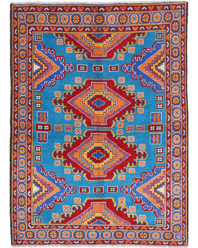 Revival 4' 9" X 6' 8" Hand Knotted Wool Rug 4' 9" X 6' 8" (145 X 203) / Teal / Wool