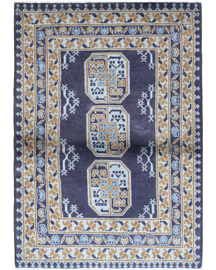 Revival 3' 4" X 4' 9" Hand Knotted Wool Rug 3' 4" X 4' 9" (101 X 145) / Blue / Wool
