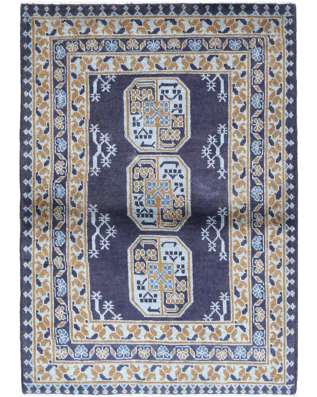 Revival 3' 4" X 4' 9" Hand Knotted Wool Rug 3' 4" X 4' 9" (101 X 145) / Blue / Wool