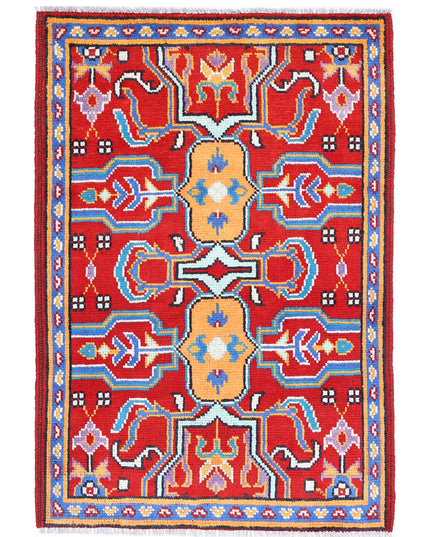 Revival 2' 8" X 3' 11" Hand Knotted Wool Rug 2' 8" X 3' 11" (81 X 119) / Red / Wool