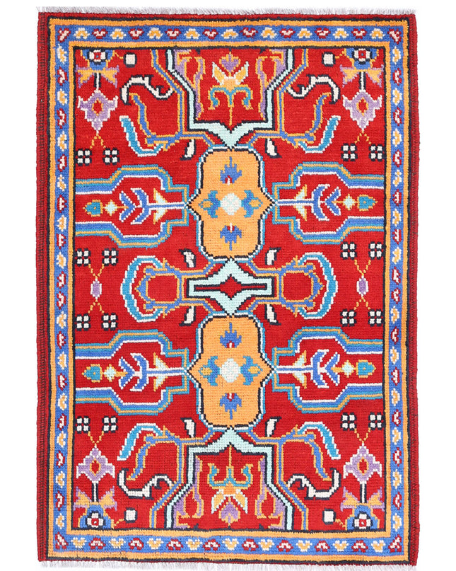 Revival 2' 8" X 3' 11" Hand Knotted Wool Rug 2' 8" X 3' 11" (81 X 119) / Red / Wool
