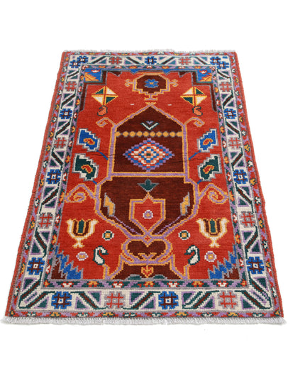 Revival 2' 6" X 4' 1" Hand Knotted Wool Rug 2' 6" X 4' 1" (76 X 124) / Rust / Wool