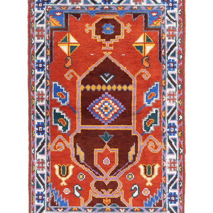 Revival 2' 6" X 4' 1" Hand Knotted Wool Rug 2' 6" X 4' 1" (76 X 124) / Rust / Wool