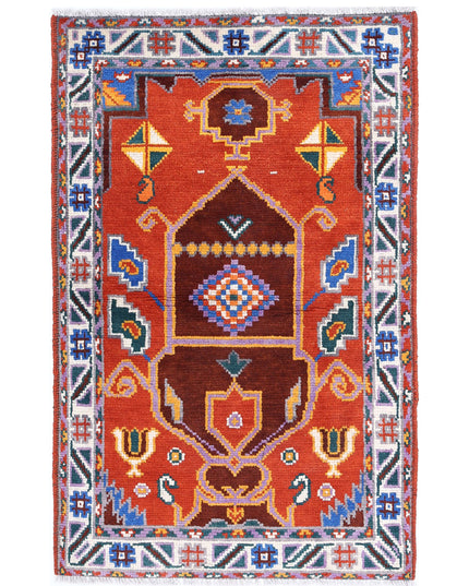 Revival 2' 6" X 4' 1" Hand Knotted Wool Rug 2' 6" X 4' 1" (76 X 124) / Rust / Wool