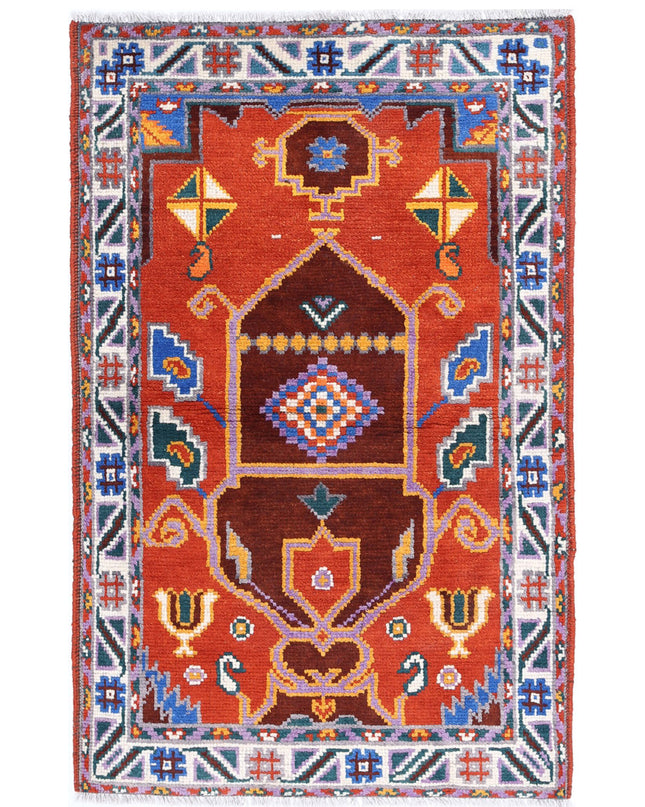 Revival 2' 6" X 4' 1" Hand Knotted Wool Rug 2' 6" X 4' 1" (76 X 124) / Rust / Wool