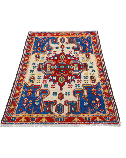 Revival 3' 2" X 4' 10" Hand Knotted Wool Rug 3' 2" X 4' 10" (97 X 147) / Ivory / Wool