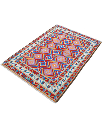 Revival 3' 4" X 4' 9" Hand Knotted Wool Rug 3' 4" X 4' 9" (101 X 145) / Red / Wool