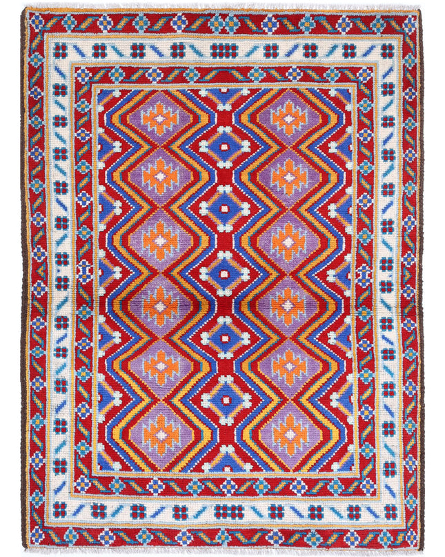Revival 3' 4" X 4' 9" Hand Knotted Wool Rug 3' 4" X 4' 9" (101 X 145) / Red / Wool