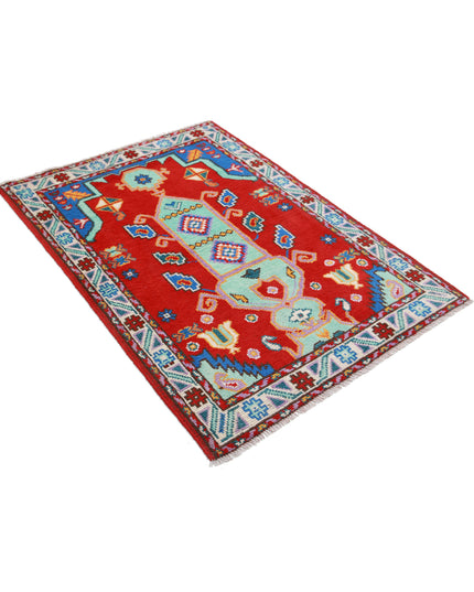 Revival 3' 4" X 4' 10" Hand Knotted Wool Rug 3' 4" X 4' 10" (101 X 147) / Red / Wool