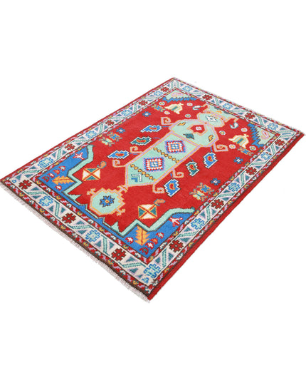Revival 3' 4" X 4' 10" Hand Knotted Wool Rug 3' 4" X 4' 10" (101 X 147) / Red / Wool
