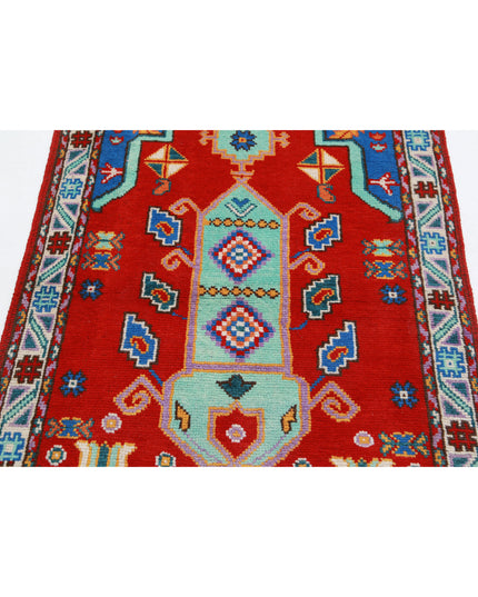 Revival 3' 4" X 4' 10" Hand Knotted Wool Rug 3' 4" X 4' 10" (101 X 147) / Red / Wool