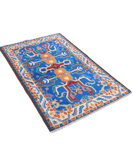 Revival 3' 2" X 5' 0" Hand Knotted Wool Rug 3' 2" X 5' 0" (97 X 152) / Blue / Wool