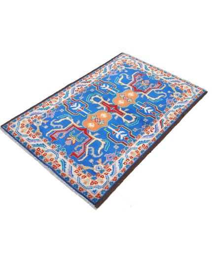 Revival 3' 2" X 5' 0" Hand Knotted Wool Rug 3' 2" X 5' 0" (97 X 152) / Blue / Wool