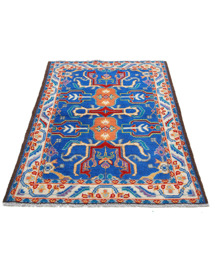Revival 3' 2" X 5' 0" Hand Knotted Wool Rug 3' 2" X 5' 0" (97 X 152) / Blue / Wool