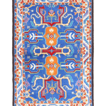 Revival 3' 2" X 5' 0" Hand Knotted Wool Rug 3' 2" X 5' 0" (97 X 152) / Blue / Wool