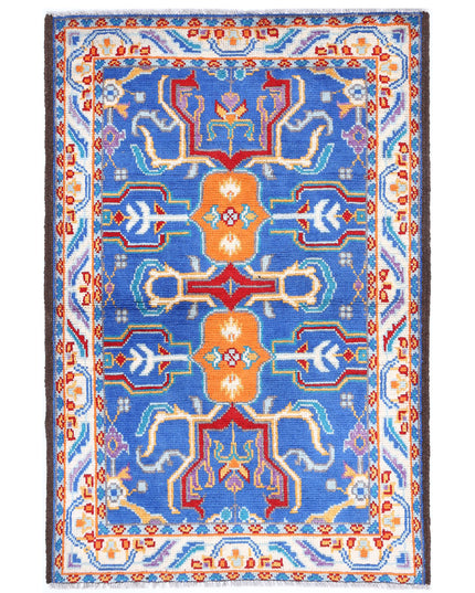Revival 3' 2" X 5' 0" Hand Knotted Wool Rug 3' 2" X 5' 0" (97 X 152) / Blue / Wool