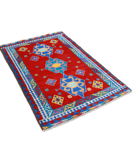 Revival 3' 0" X 4' 10" Hand Knotted Wool Rug 3' 0" X 4' 10" (91 X 147) / Red / Wool