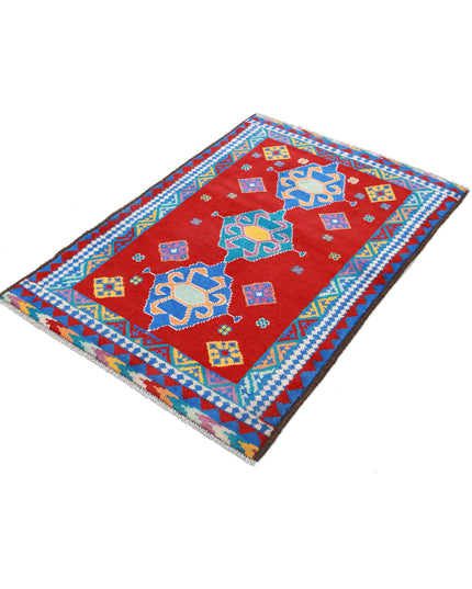 Revival 3' 0" X 4' 10" Hand Knotted Wool Rug 3' 0" X 4' 10" (91 X 147) / Red / Wool