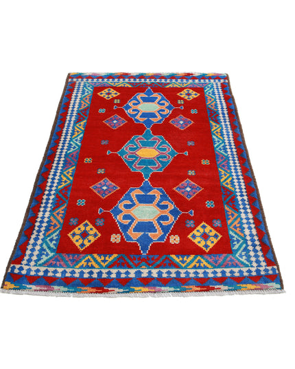 Revival 3' 0" X 4' 10" Hand Knotted Wool Rug 3' 0" X 4' 10" (91 X 147) / Red / Wool