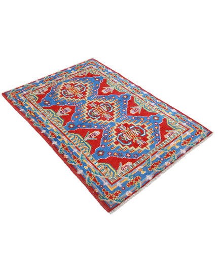 Revival 3' 3" X 4' 9" Hand Knotted Wool Rug 3' 3" X 4' 9" (99 X 145) / Red / Wool