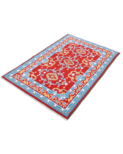 Revival 3' 4" X 4' 11" Hand Knotted Wool Rug 3' 4" X 4' 11" (101 X 150) / Red / Wool