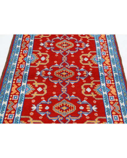Revival 3' 4" X 4' 11" Hand Knotted Wool Rug 3' 4" X 4' 11" (101 X 150) / Red / Wool