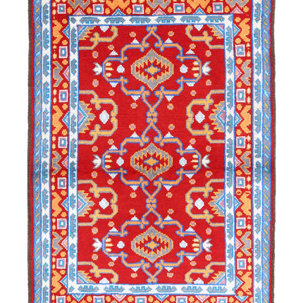 Revival 3' 4" X 4' 11" Hand Knotted Wool Rug 3' 4" X 4' 11" (101 X 150) / Red / Wool
