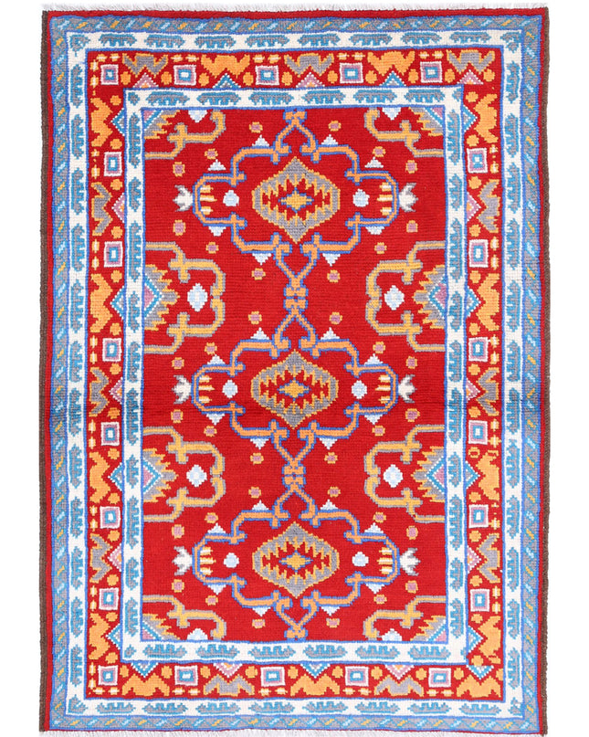 Revival 3' 4" X 4' 11" Hand Knotted Wool Rug 3' 4" X 4' 11" (101 X 150) / Red / Wool