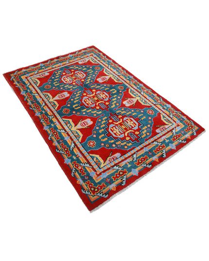 Revival 3' 11" X 5' 8" Hand Knotted Wool Rug 3' 11" X 5' 8" (119 X 173) / Red / Wool