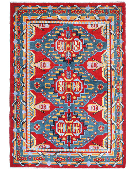 Revival 3' 11" X 5' 8" Hand Knotted Wool Rug 3' 11" X 5' 8" (119 X 173) / Red / Wool