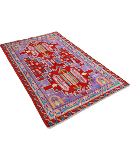 Revival 3' 11" X 6' 0" Hand Knotted Wool Rug 3' 11" X 6' 0" (119 X 183) / Red / Wool