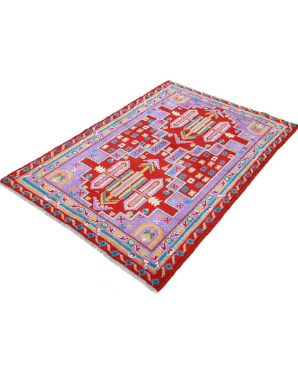 Revival 3' 11" X 6' 0" Hand Knotted Wool Rug 3' 11" X 6' 0" (119 X 183) / Red / Wool