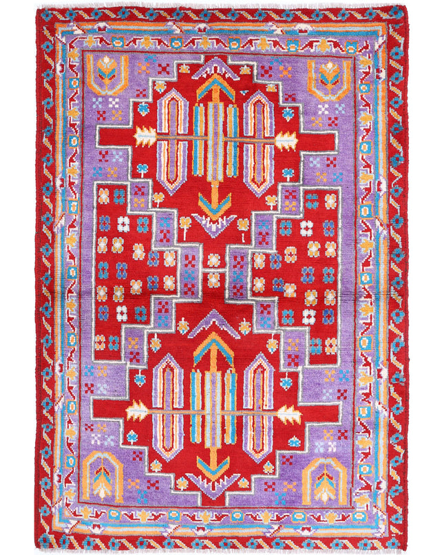 Revival 3' 11" X 6' 0" Hand Knotted Wool Rug 3' 11" X 6' 0" (119 X 183) / Red / Wool