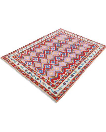 Revival 4' 9" X 6' 6" Hand Knotted Wool Rug 4' 9" X 6' 6" (145 X 198) / Red / Wool