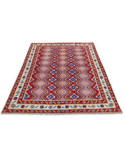 Revival 4' 9" X 6' 6" Hand Knotted Wool Rug 4' 9" X 6' 6" (145 X 198) / Red / Wool