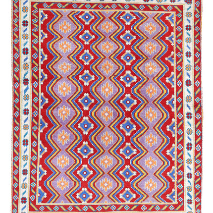 Revival 4' 9" X 6' 6" Hand Knotted Wool Rug 4' 9" X 6' 6" (145 X 198) / Red / Wool