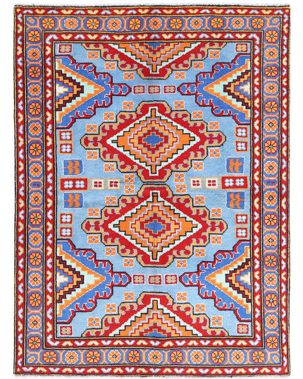 Revival 4' 11" X 6' 8" Hand Knotted Wool Rug 4' 11" X 6' 8" (150 X 203) / Blue / Wool