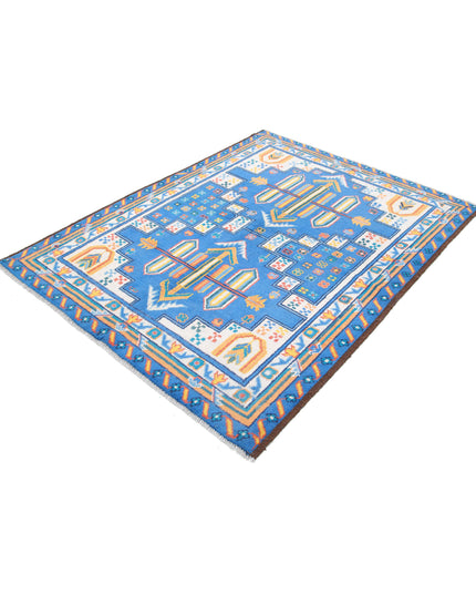 Revival 4' 11" X 6' 6" Hand Knotted Wool Rug 4' 11" X 6' 6" (150 X 198) / Blue / Wool