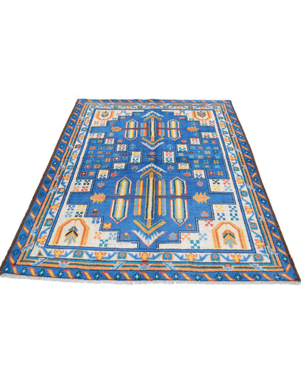 Revival 4' 11" X 6' 6" Hand Knotted Wool Rug 4' 11" X 6' 6" (150 X 198) / Blue / Wool