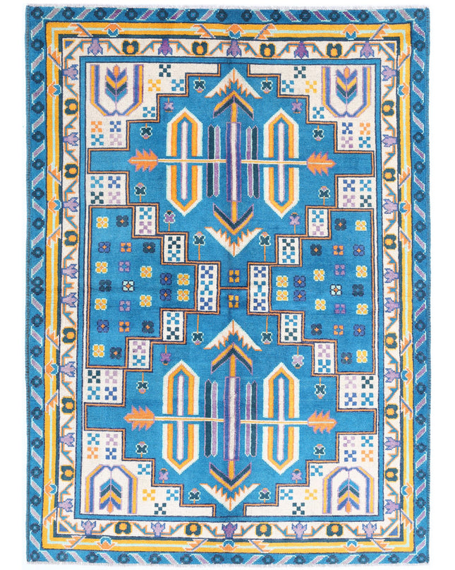 Revival 5' 6" X 7' 8" Hand Knotted Wool Rug 5' 6" X 7' 8" (168 X 234) / Teal / Wool