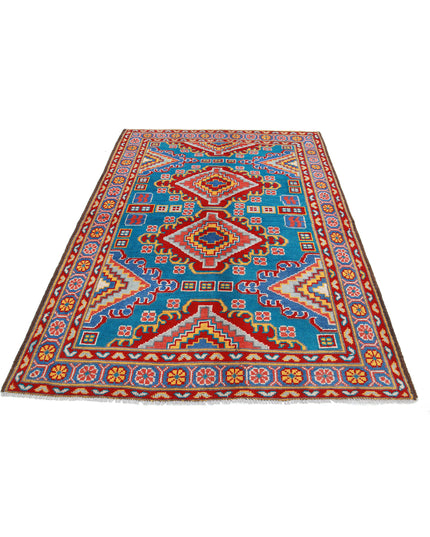 Revival 5' 2" X 7' 5" Hand Knotted Wool Rug 5' 2" X 7' 5" (158 X 226) / Teal / Wool