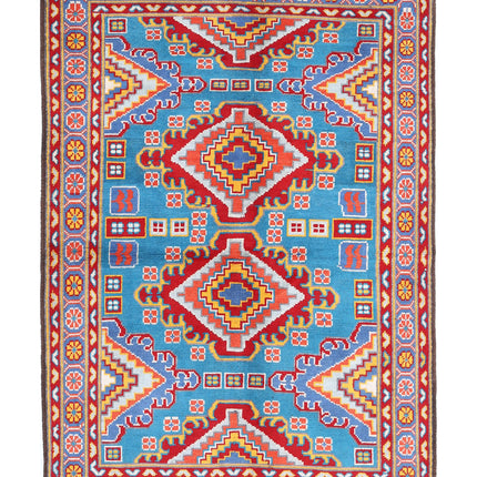 Revival 5' 2" X 7' 5" Hand Knotted Wool Rug 5' 2" X 7' 5" (158 X 226) / Teal / Wool